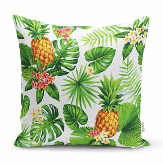 Decoratieve sierkussen met bloemen en ananas ontwerp- Harmonie van geweldige kleuren - Kussens woonkamer - Binnen of buiten sierkussens 45x45cm