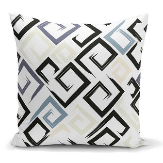 Sierkussen modern ontwerp met zwarte en grijse doolhof - Kussens woonkamer - Binnen of Buiten decoratie sierkussens 43x43 cm