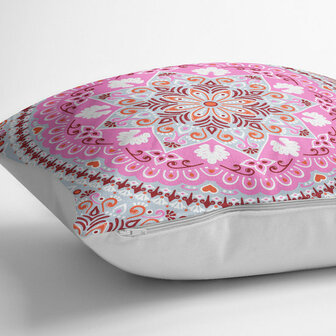 Decoratieve woonkamer sierkussen uniek pink oosterse mandala motief - Kussens woonkamer - Binnen of buiten sierkussens 45x45cm