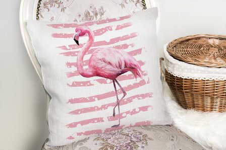 Decoratieve sierkussen pink flamingo - Kussens woonkamer - Binnen of Buiten decoratie sierkussens 45x45cm