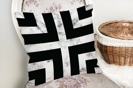 Decoratieve sierkussen zwart en wit patroon - Kussens woonkamer - Binnen of Buiten decoratie sierkussens -45x45cm afmeting