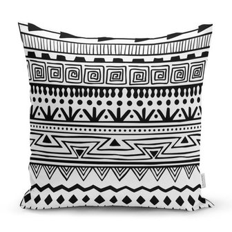 Moderne sierkussen met zwart-wit decoratief Afrikaans ontwerp - Kussens woonkamer - Binnen of Buiten decoratie sierkussens