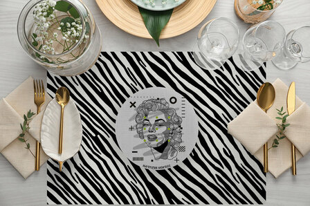 Zijou Placemats Iconic people linnen set van 4 - 35x50 cm