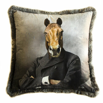 Zijou Mr. Horse sierkussen - Fluweel 45x45 cm