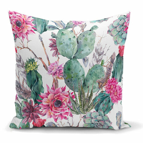 Decoratieve sierkussen cactus en woestijnplanten patroon - Kussens woonkamer - Binnen of Buiten decoratie sierkussens -45x45cm afmeting