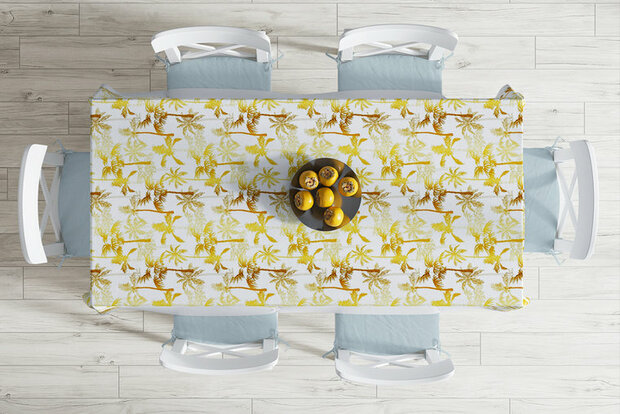 Zijou tafelkleed met gele palm boomen - wasbaar -140x260cm