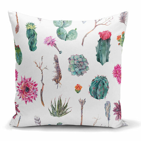 Sierkussen met cactus planten motieven stijlvol voor in de woonkamer -Kussens woonkamer - Binnen of Buiten decoratie sierkussens 45x45cm