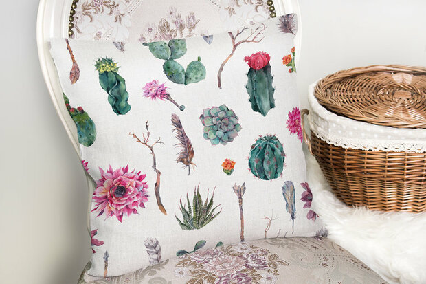 Sierkussen met cactus planten motieven stijlvol voor in de woonkamer -Kussens woonkamer - Binnen of Buiten decoratie sierkussens 45x45cm