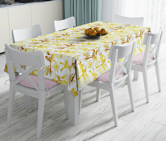 Zijou tafelkleed met gele palm boomen - wasbaar -140x180cm