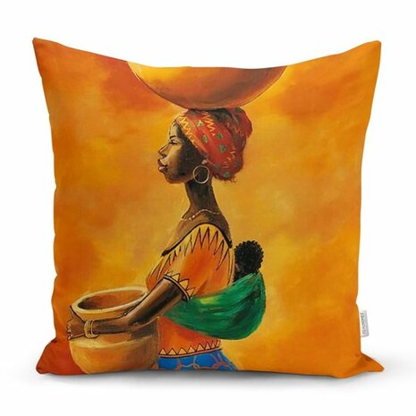 Sierkussen African Woman - stijlvol en uniek woonkamer accessoires - Kussens woonkamer - Binnen of Buiten decoratie sierkussens