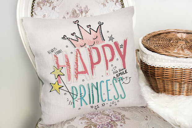 Kinderkamer sierkussen Happy Princess - Kussens woonkamer - Binnen of Buiten decoratie sierkussens 45x45cm