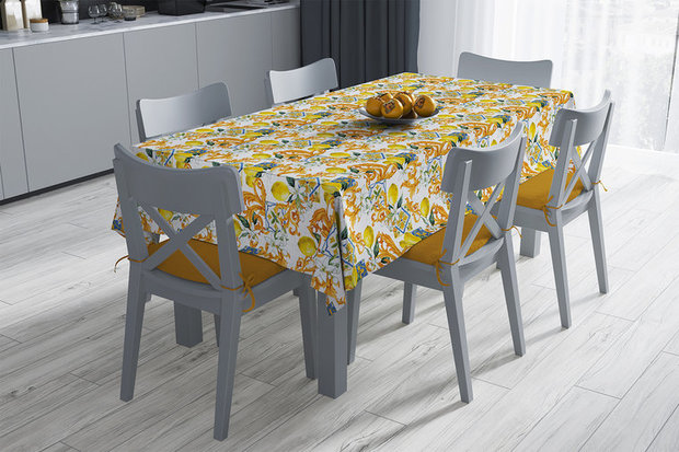 Zijou Tafelkleed citroen ontwerp - Linnen stof 160x220 cm