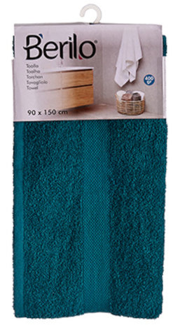 handdoek 90 x 150 cm katoen blauw