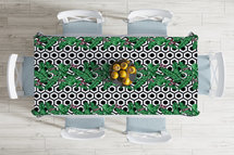 Zijou tafelkleed zwarte ontwerp met groene bladeren- wasbaar -140x180cm