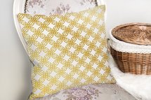 Decoratieve sierkussen geel kleuren geometrisch patroon - Kussens woonkamer - Binnen of Buiten decoratie sierkussens -45x45cm afmeting