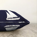 Zeilboot tekening speciaal ontwerp digitaal gedrukte decoratieve chenille kussenhoes - Binnen en buiten kussens - 55x55 cm