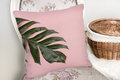 Decoratieve woonkamer sierkussen stijlvolle groen blad op roze achtergrond - kussens woonkamer vierkant - Binnen of buiten kussens 45x45cm