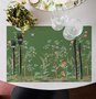 Zijou Placemats Groen Bloemen linnen set van 4 - 35x50 cm