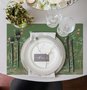 Zijou Placemats Groen Bloemen linnen set van 4 - 35x50 cm