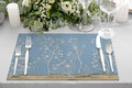 Zijou Placemats Blauw Bloemen linnen set van 4 - 35x50 cm