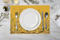 Zijou Placemats Geel Bloemen linnen set van 4 - 35x50 cm