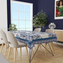 Zijou Tafelkleed Blauwe bloemen - Linnen stof 160x220 cm