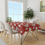 Zijou Tafelkleed Rood bloemen - Linnen stof 160x220 cm